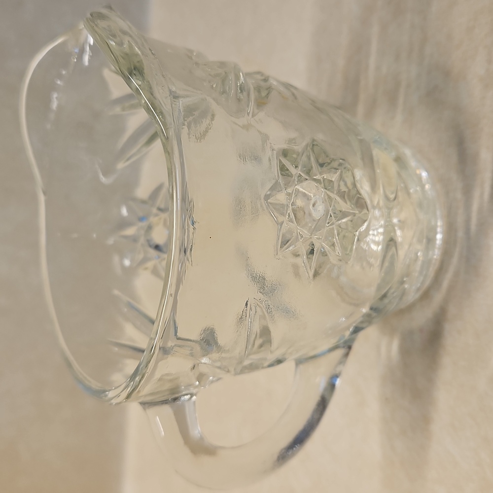 Vintage Anchor Hocking Star of David Clear Glass Creamer Cup